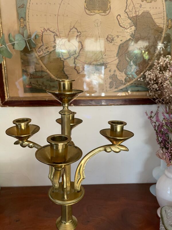 Chandelier tripode en laiton massif