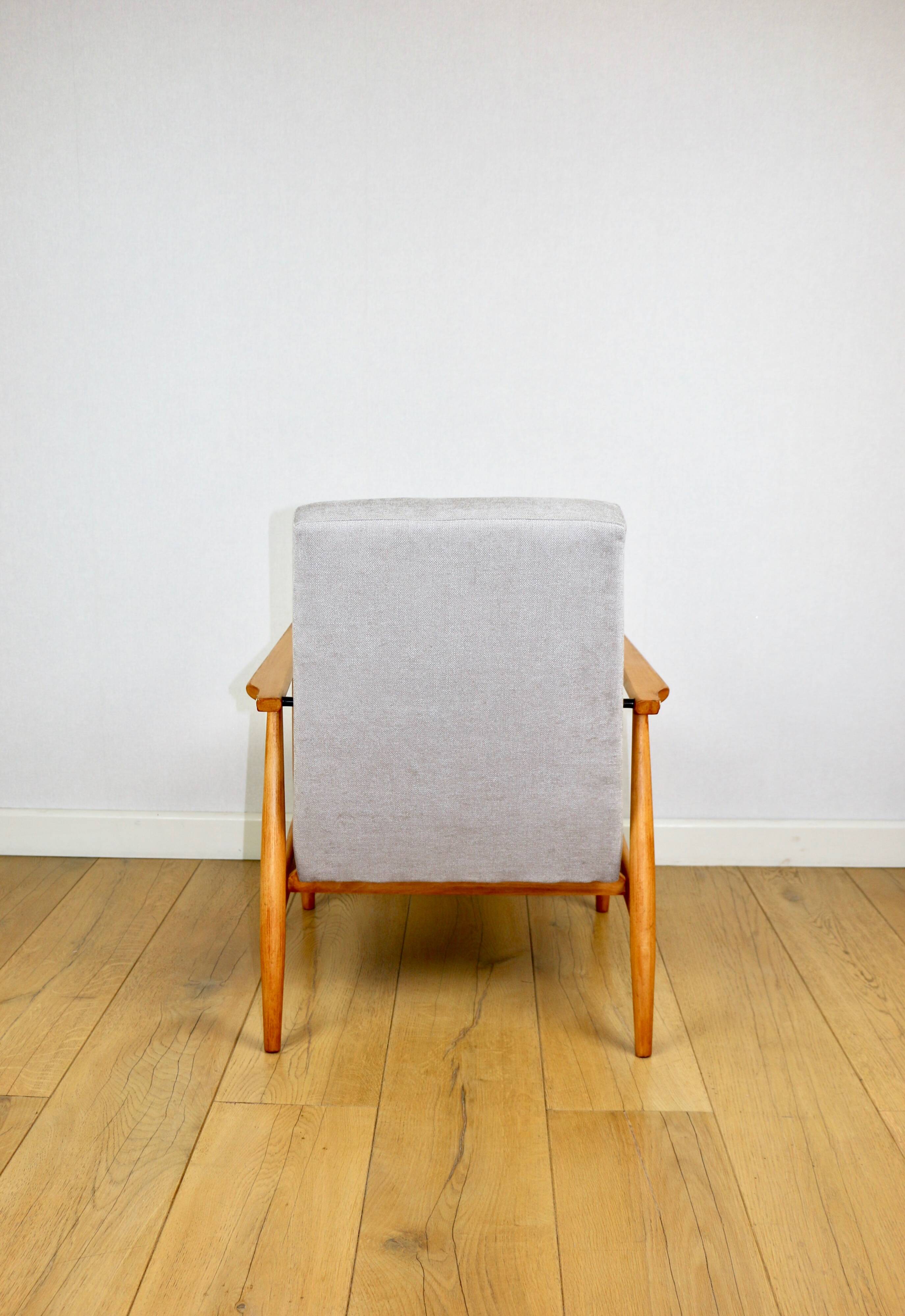 Armchair 'Lis', 1970s, beige light wood, design by Henryk Lis