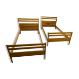 Pair of 1960 Scandinavian twin beds in solid beech
