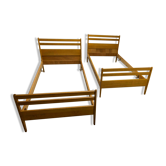 Pair of 1960 Scandinavian twin beds in solid beech