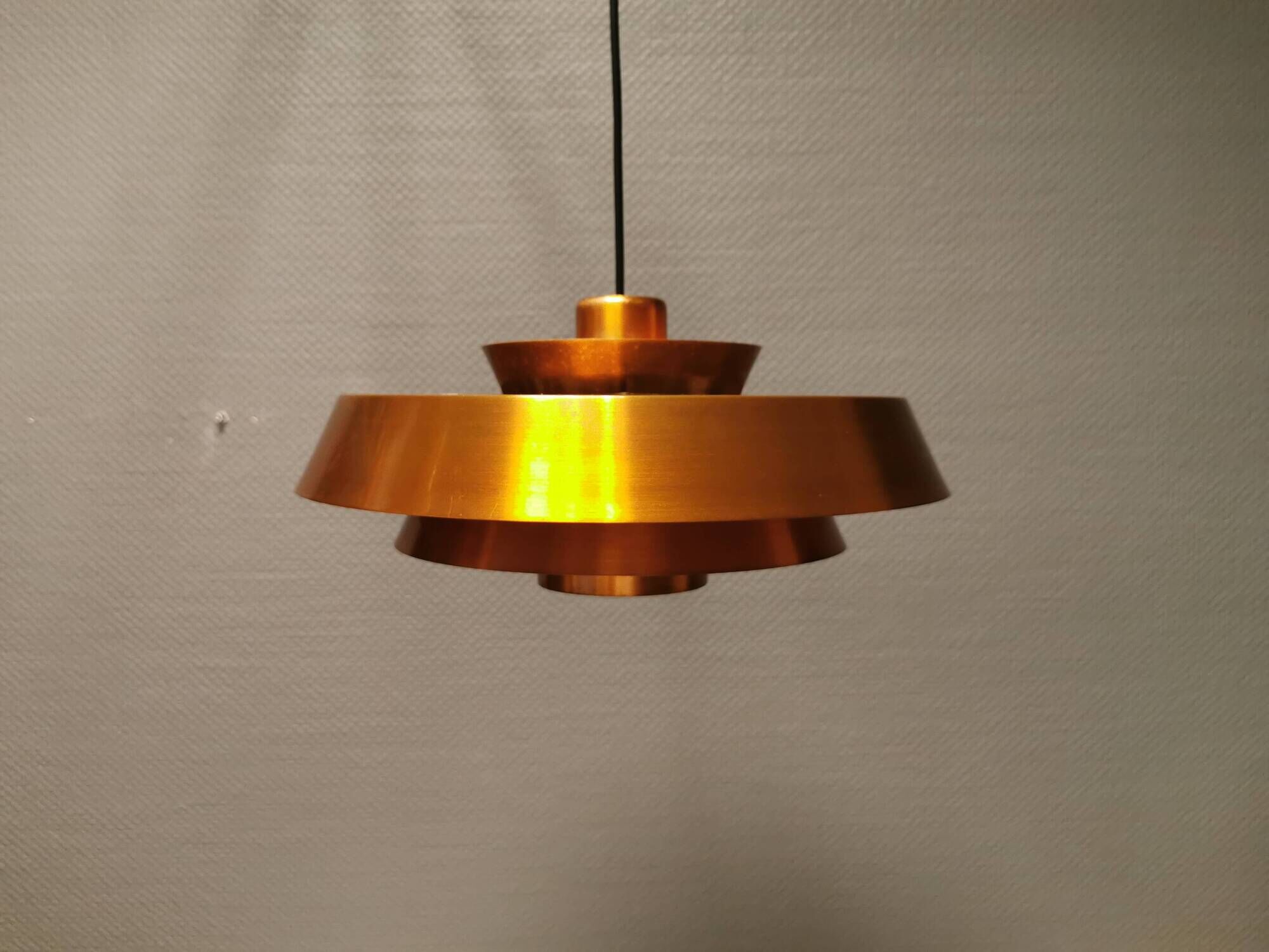Hanging lamp model ‘Nova’ designed by Jo Hammerborg for Danish Fog&Mørup 1963 in copper