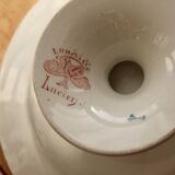 Antique low compotier red iron earth Lunéville Lucien model