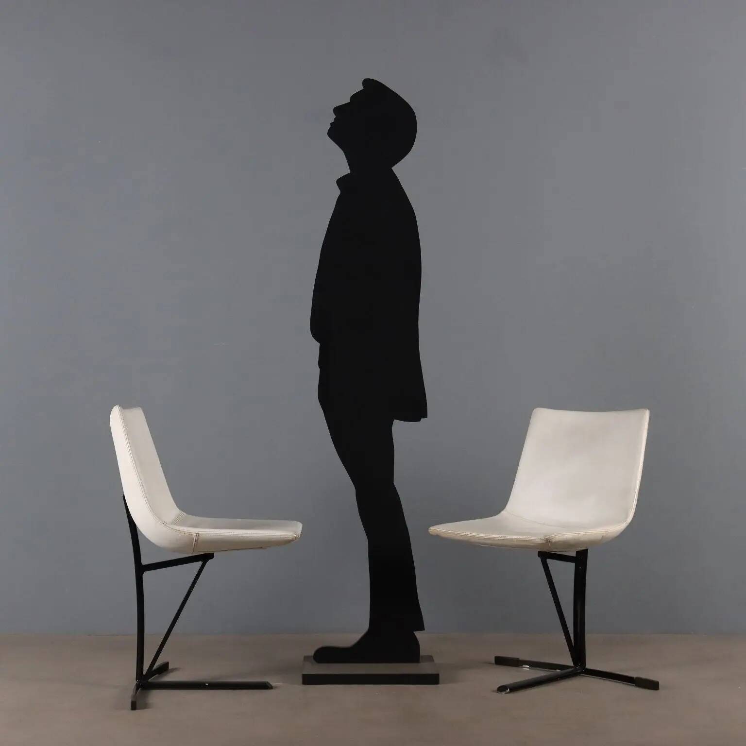 Chaises vintage Saporiti en métal et similicuir, design Italie années 1960