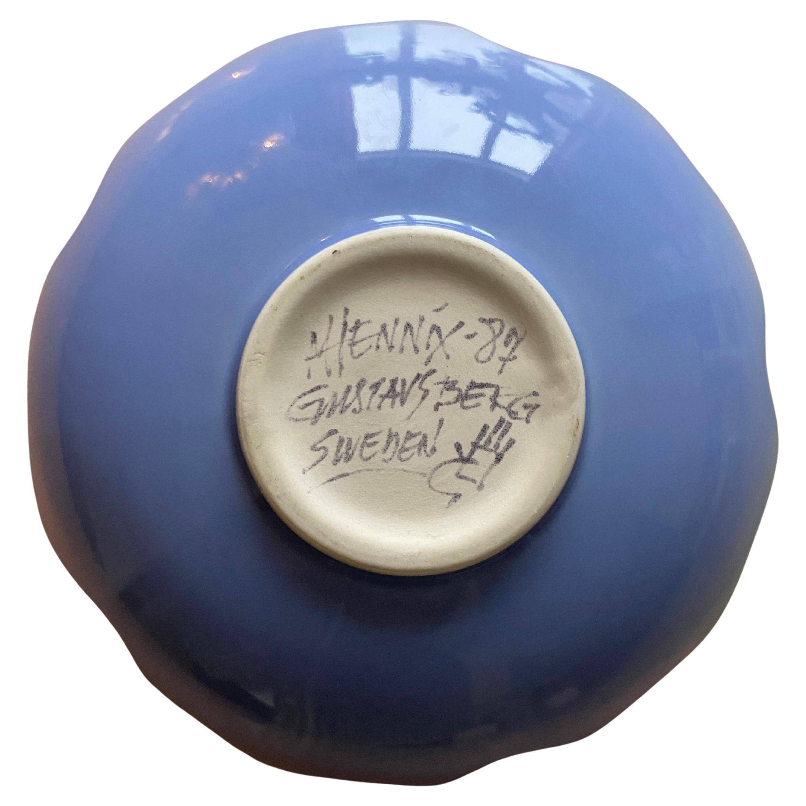 Unique Stoneware Violet Bowl by Margareta Hennix for Gustavsberg Studio, 1970s