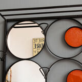 70s design, wrought iron, orange glass