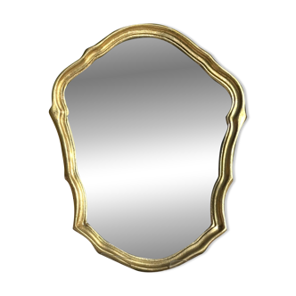 Vintage Golden Wood Carved Mirror in Louis XV Style