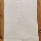 Drap blanc en lin monogrammé