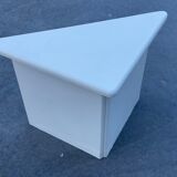 Set of three triangle side tables wood white creme design