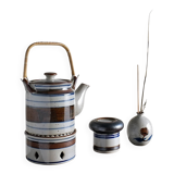 Mid-century striped ceramic teapot set | Scandinavia