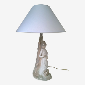 Lampe vintage en porcelaine Zaphir Lladro Espagne par le sculpteur Jose Puche 1978