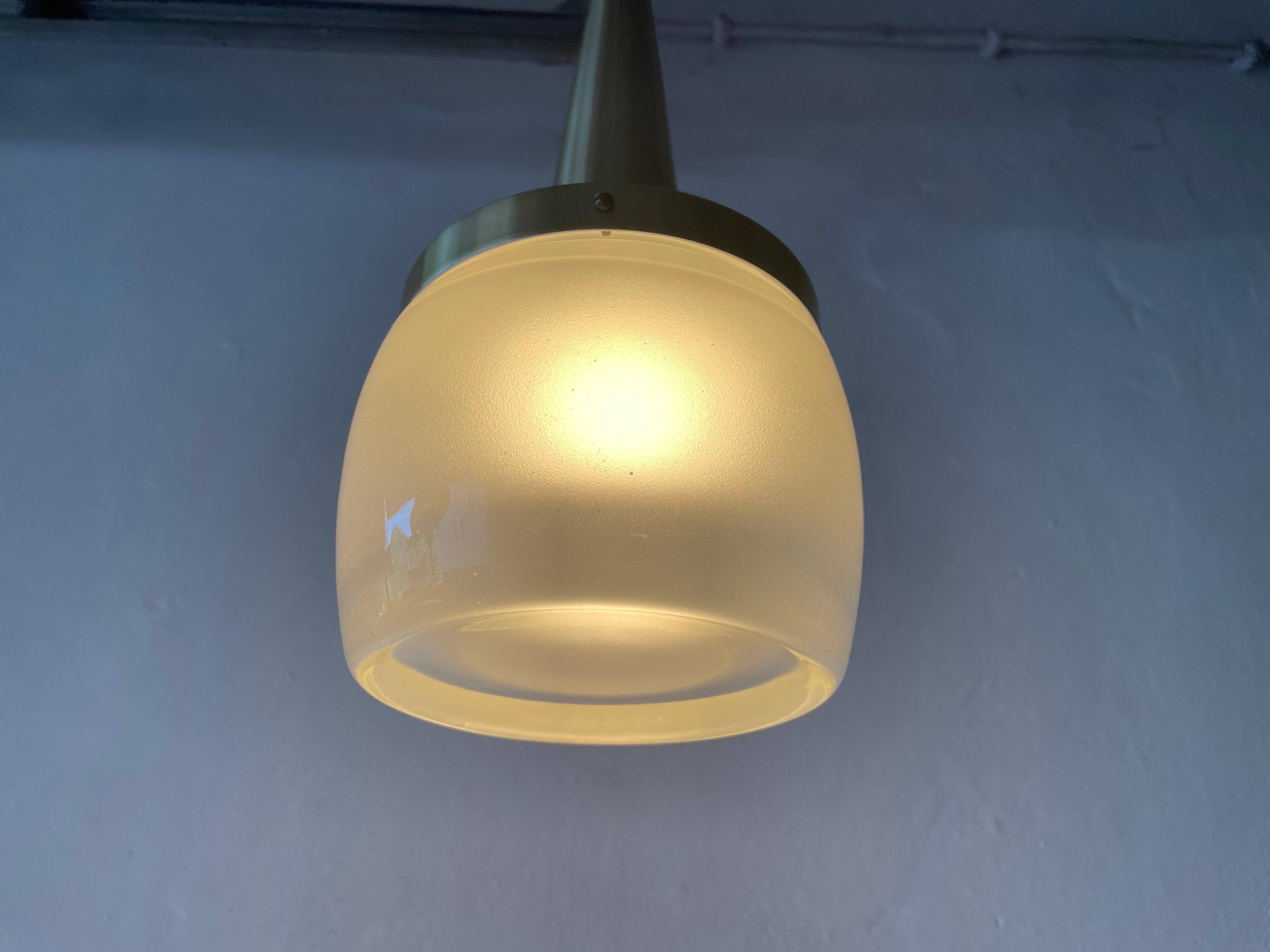 Heavy frosted glass pendant lamp by Staff, 1960s, Germany