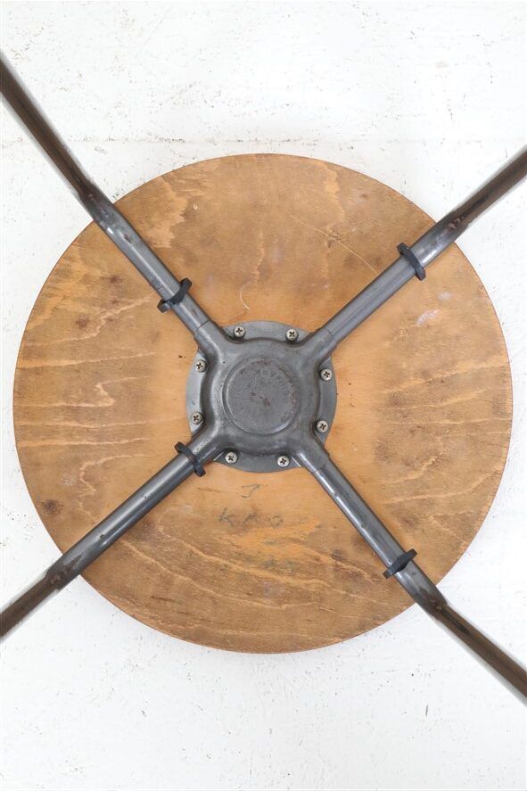 Set of 2 mid-century stools / teak / steel / Danish industrial design / 1960s