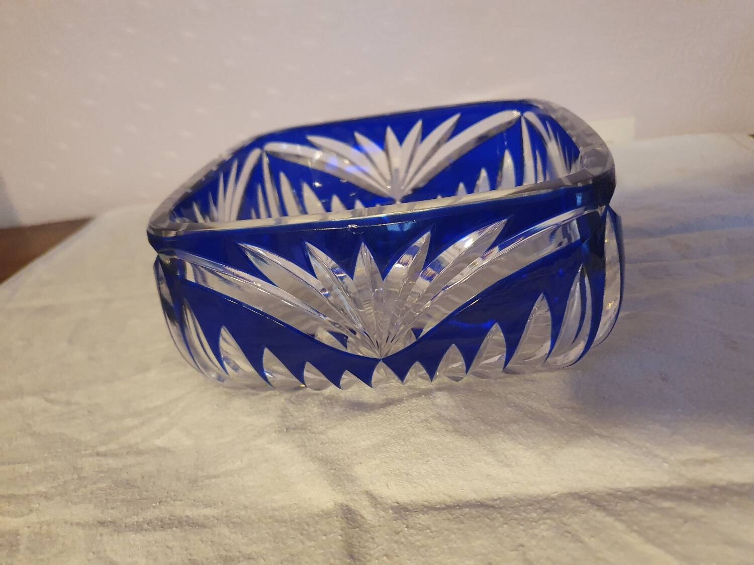 Vintage blue bohemian crystal pocket empty cup