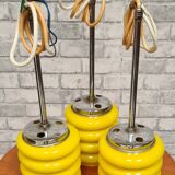 3 Space Age pendant lights in yellow Murano glass Mazzega, Ital 1950 a70 10x12x36