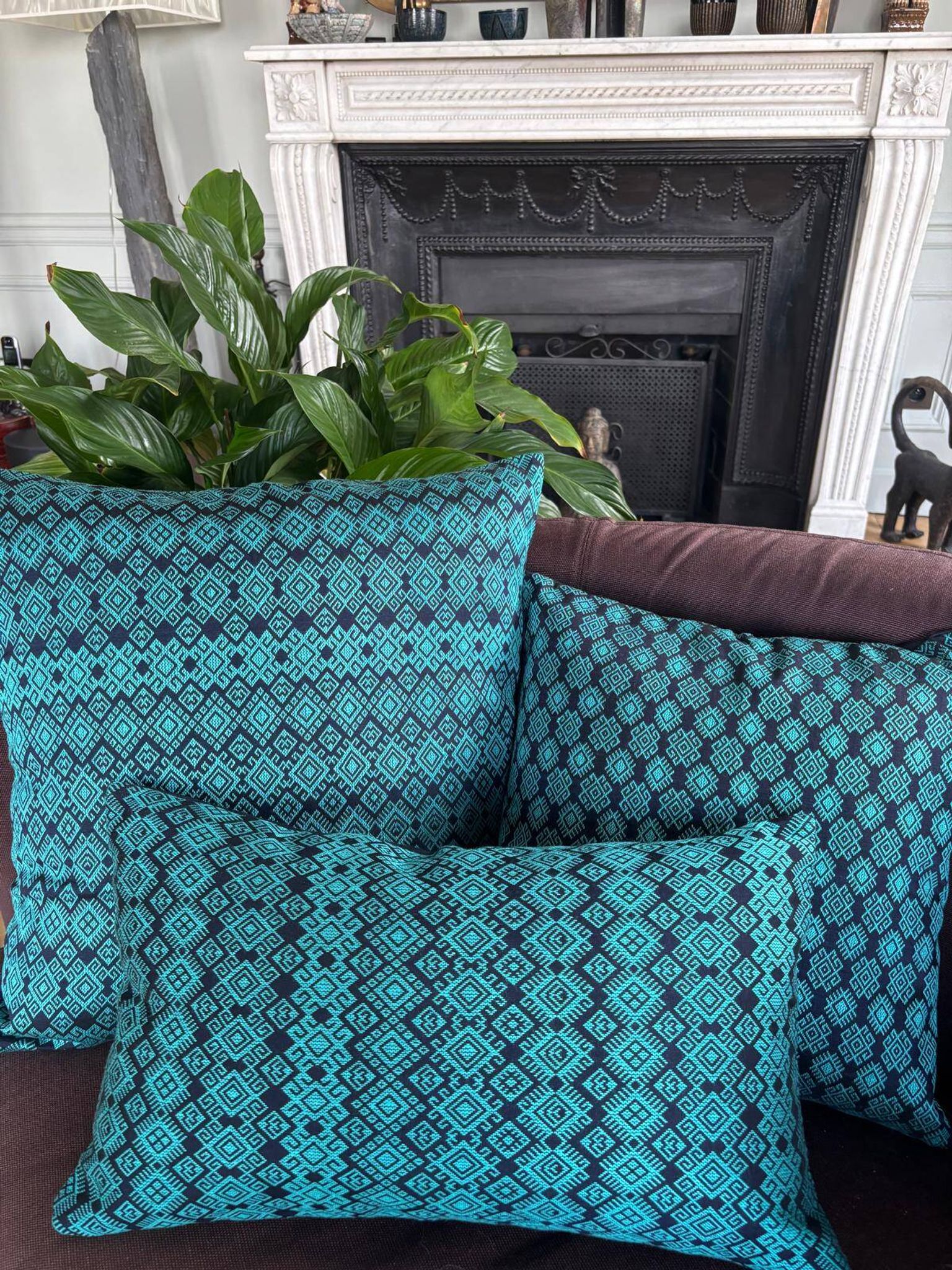 Kachin blue and turquoise cushion cover (RIDA)