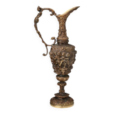 Ancient bronze ewer with mythological figures, Italy, 20th century