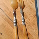 Antique horn salad servers