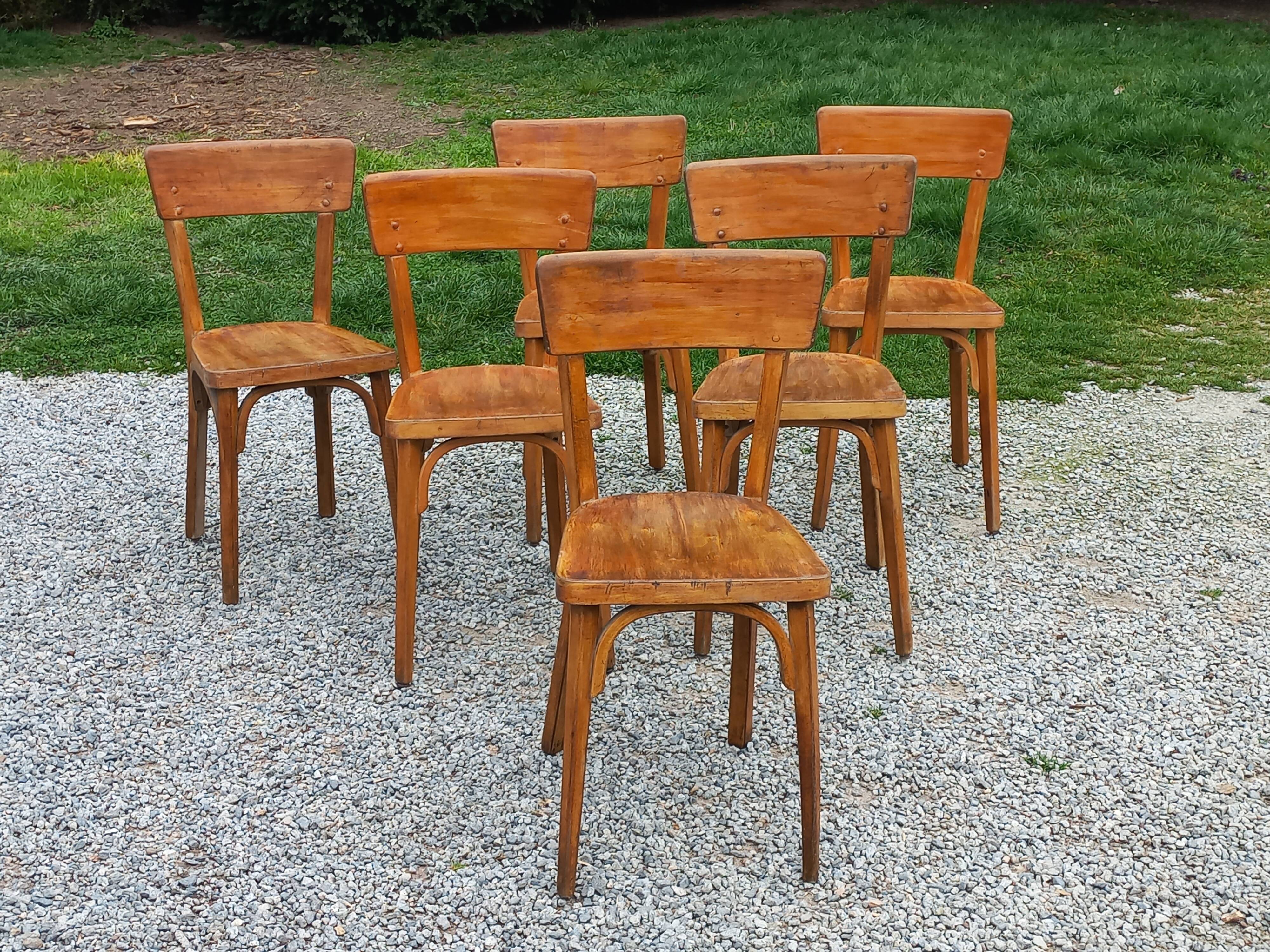 Set of 6 1950s bistro chairs