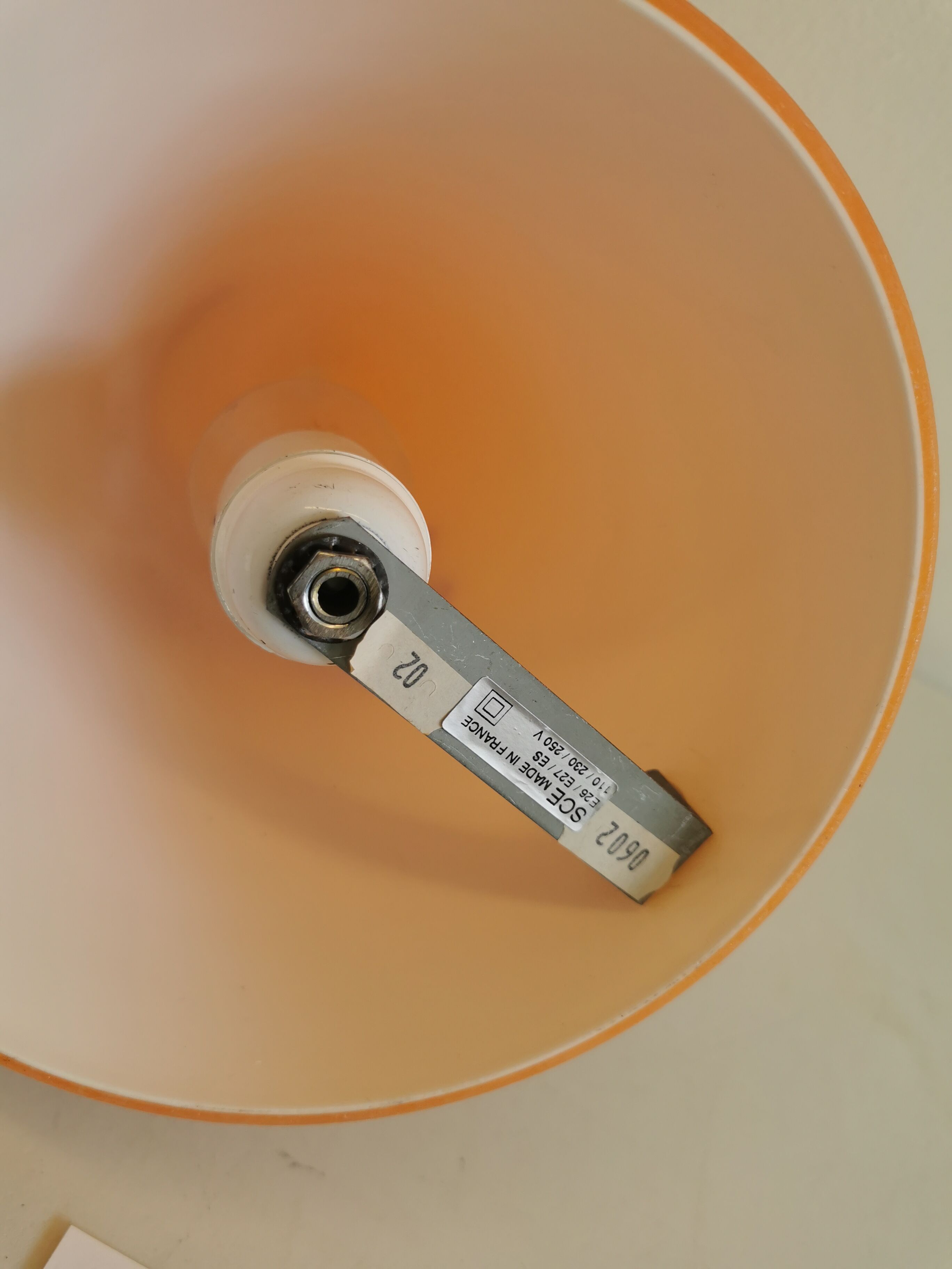 Table lamps, model Teepee, from the 80s in double-layer glass (orange and milky white)