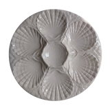 Vintage French white Majolica oyster plate