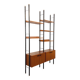 Vintage Italian double modular shelf bookcase in teak and metal