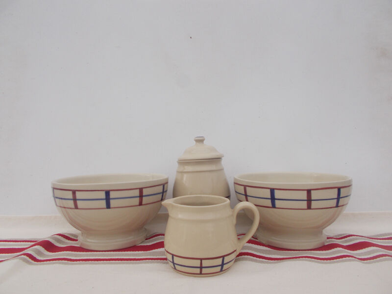 Set of 2 Basque bowls with sugar bowl and milk jug