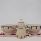 Set of 2 Basque bowls with sugar bowl and milk jug