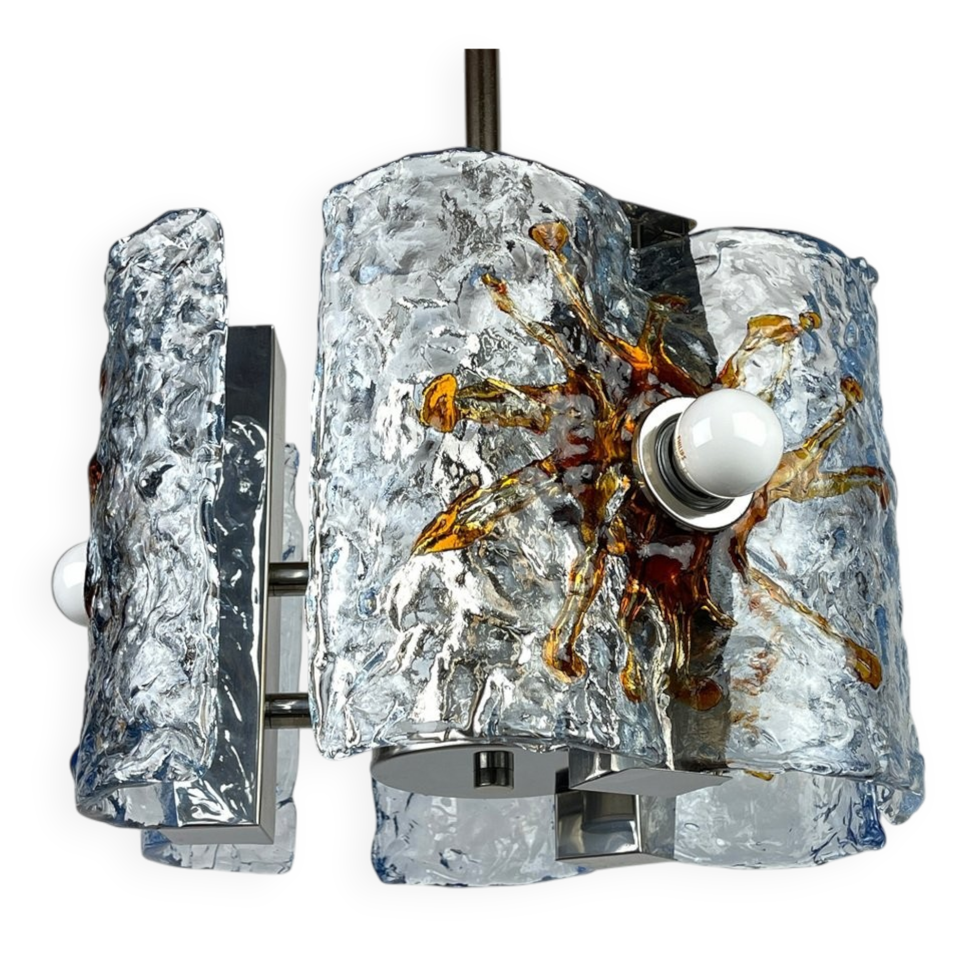 Mid-century Murano glass chandelier attributed to Toni Zuccheri for Mazzega, Italy, 1970s.