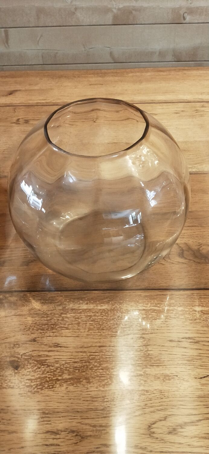 Faceted pink glass vase