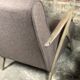 Chairs (pair) in curved rough oak and beige and brown woven mottled fabrics