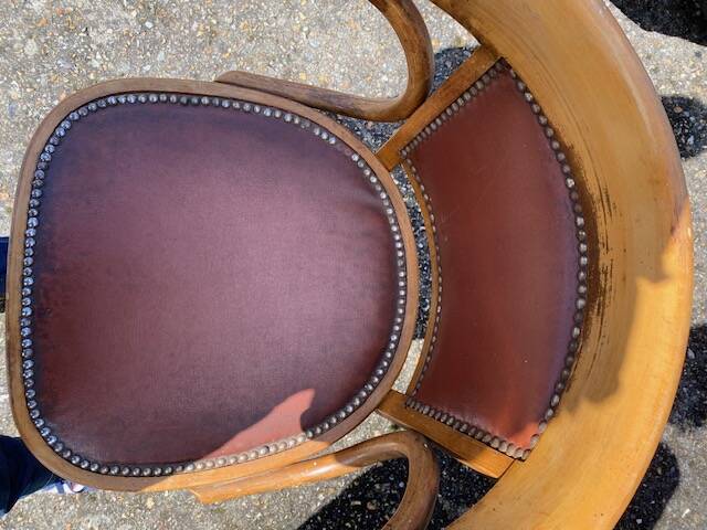 Baumann wood leather armchair