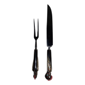 Oriental style 'bird' handle carving set