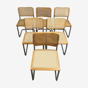 Lot de 6 chaises par Marcel Breuer Cesca fabriquées en Italie années 1970