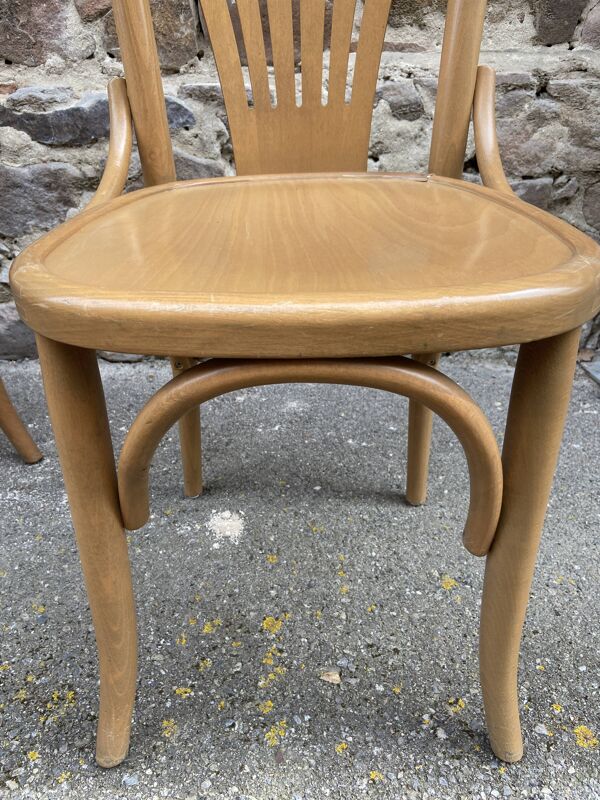 Chaise bistrot viennoise en bois courbé Fischel 1980