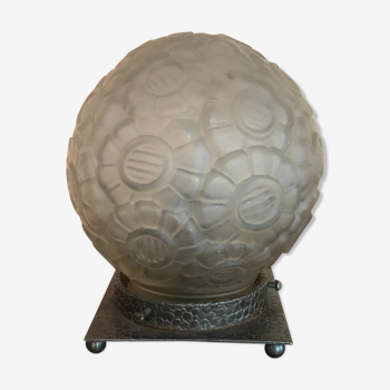 Lampe boule art deco pâte de verre