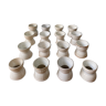Set of 16 diabolo shells in white porcelain