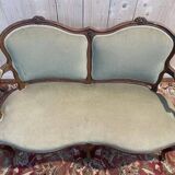 Sofa - Louis XV style bench in green velvet