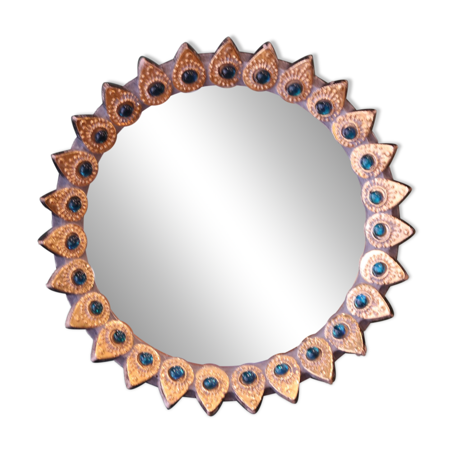 Decorative mirror by Marcel Vangeerbergen (1933-2007), Belgian ceramist.