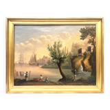 French school of the 19th century. Port scene. Oil on canvas, framed.