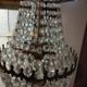 Lustre montgolfiere 3 feux bronze pampille cristal