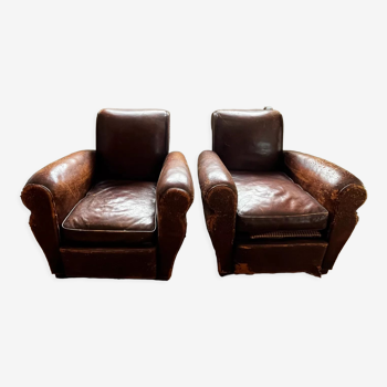 Set of 2 leather club chair