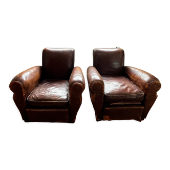 Set of 2 leather club chair