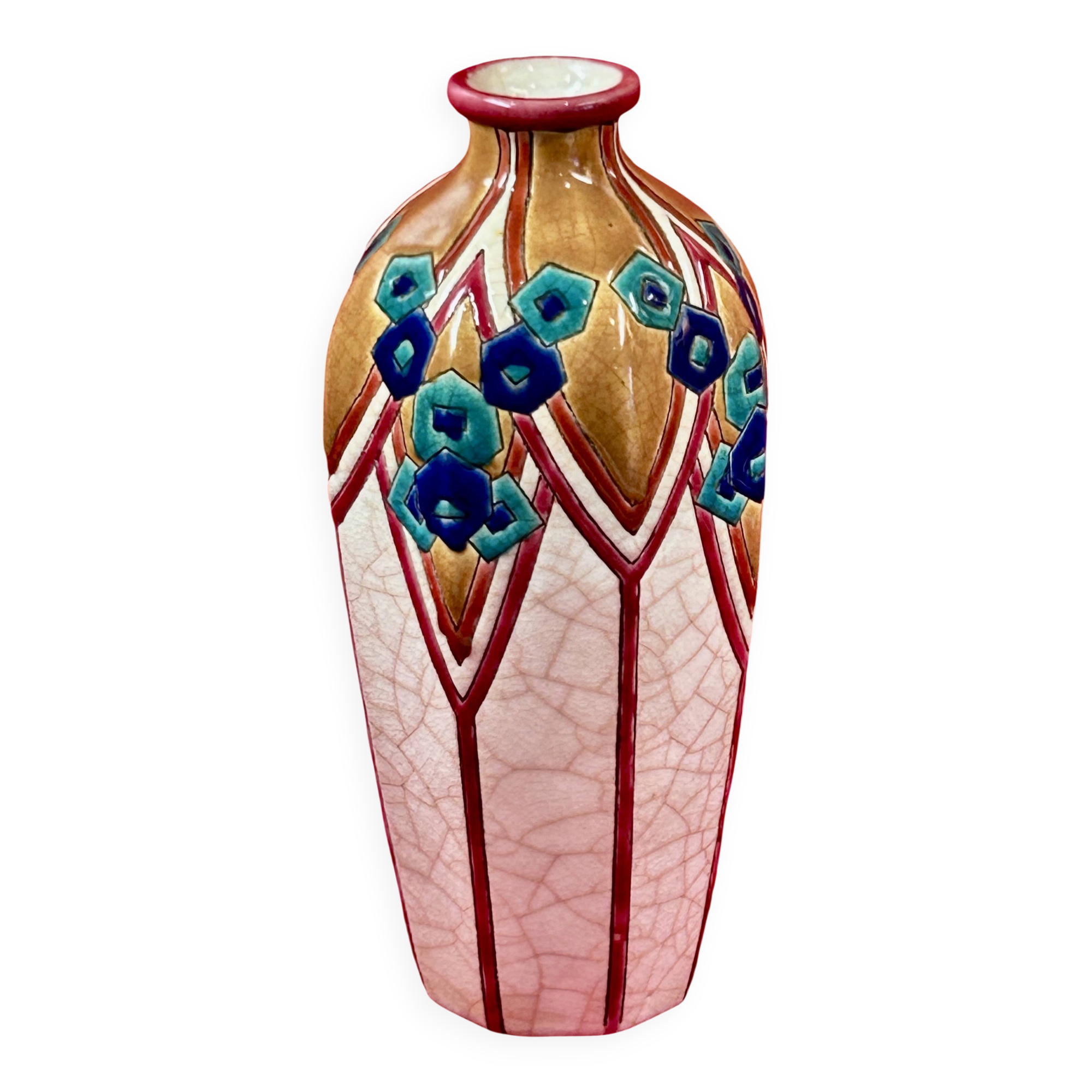 Vase Longwy Art déco décor géométrique