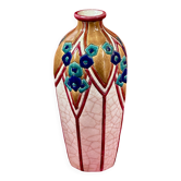 LONGWY Art Deco vase with geometric decoration - 24 cm