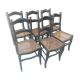 Set of 6 Napoleon III period chairs in blackened wood and caning