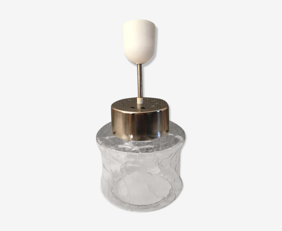 Vintage suspension with laminated glass globe and chrome fastener