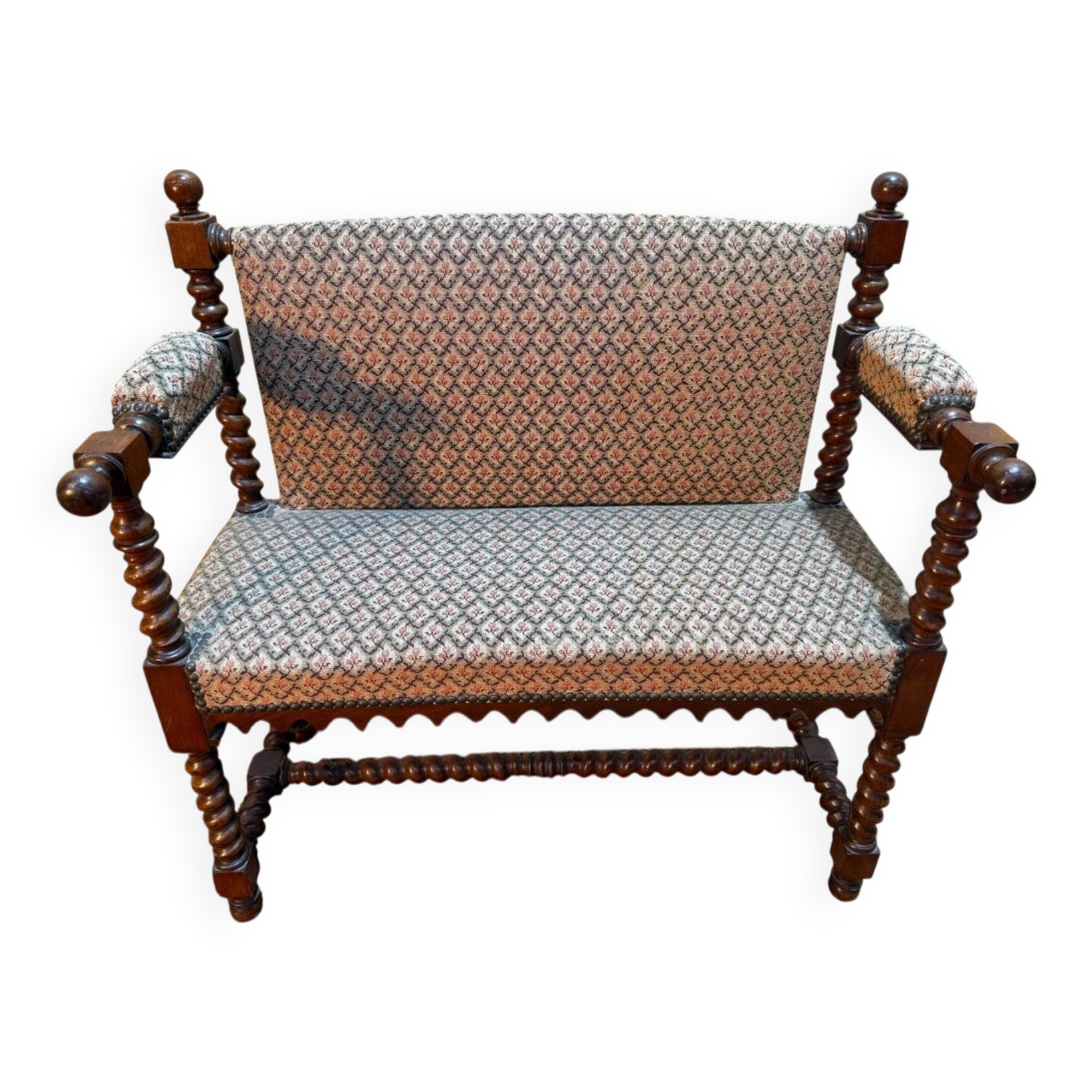 Small office bench in mahogany in the Louis XIII style.