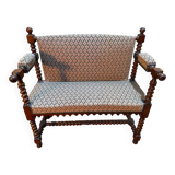 Small office bench in mahogany in the Louis XIII style.