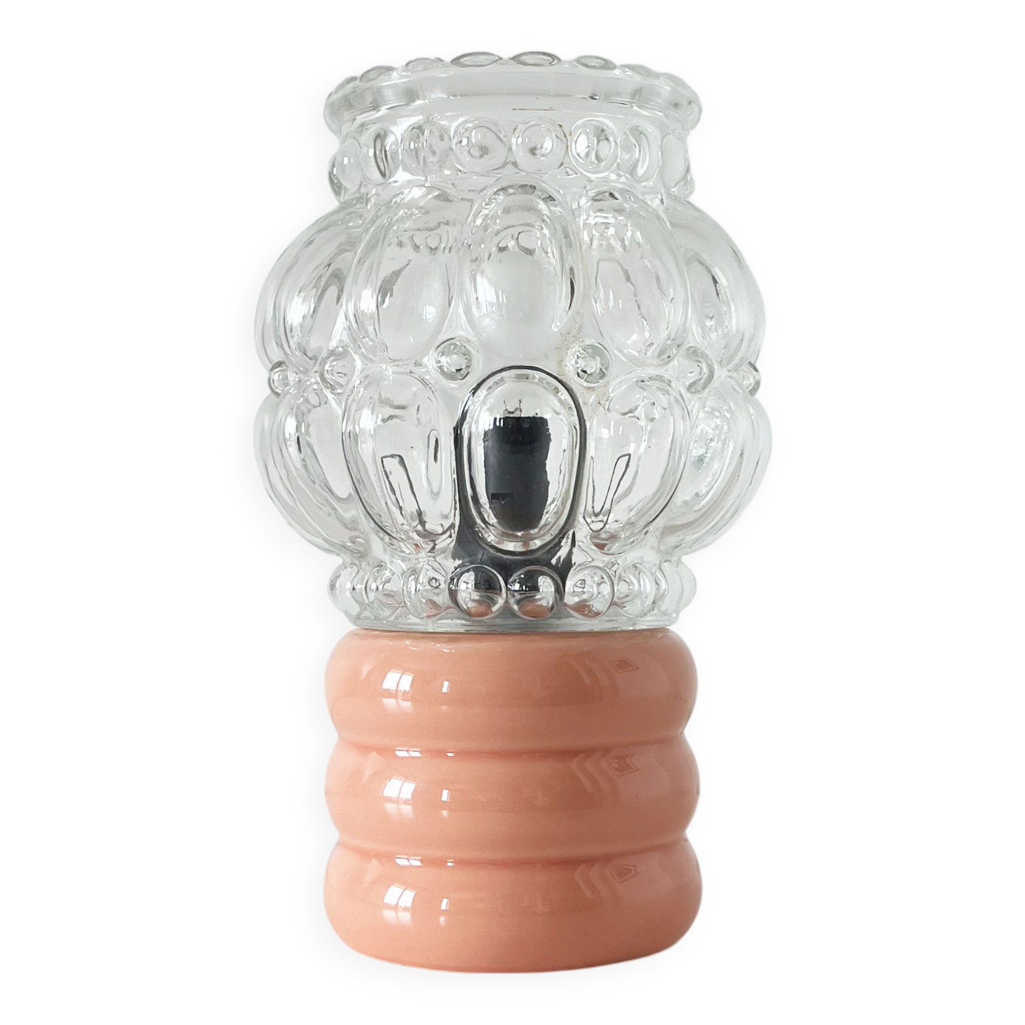 Ceramic lamp and glass globe 1970