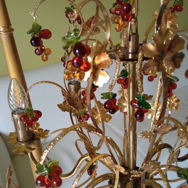 Large Murano Chandelier with Grapes and Leaves
